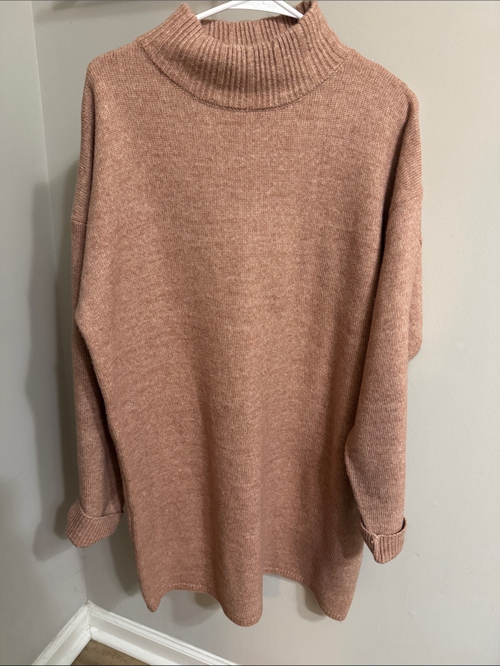 Cozy Mock Neck Sweater dress- mauve